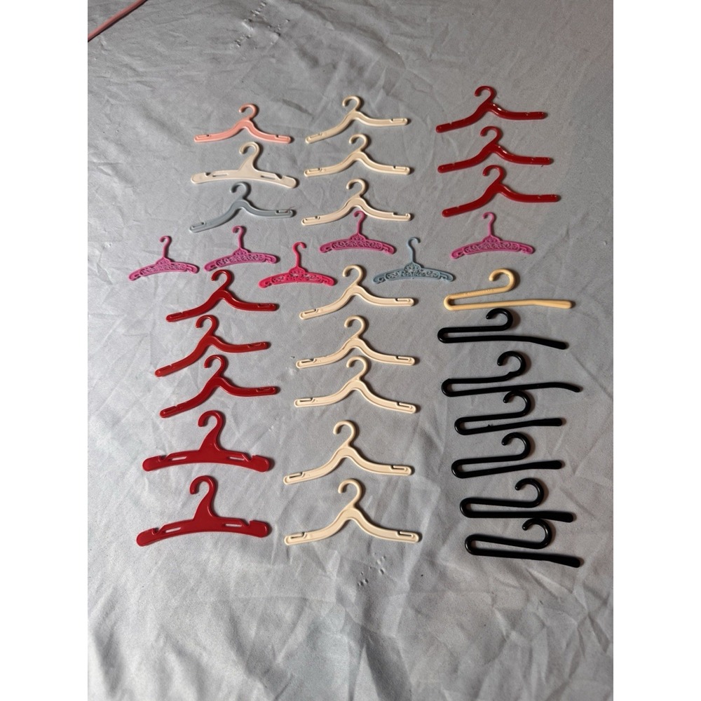Vintage Barbie Hangers for Doll Clothes 1960s Hard Plastic Multicolor Lot of 33‎